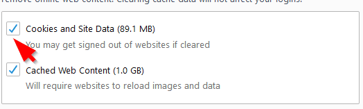 Cookies and Site Data